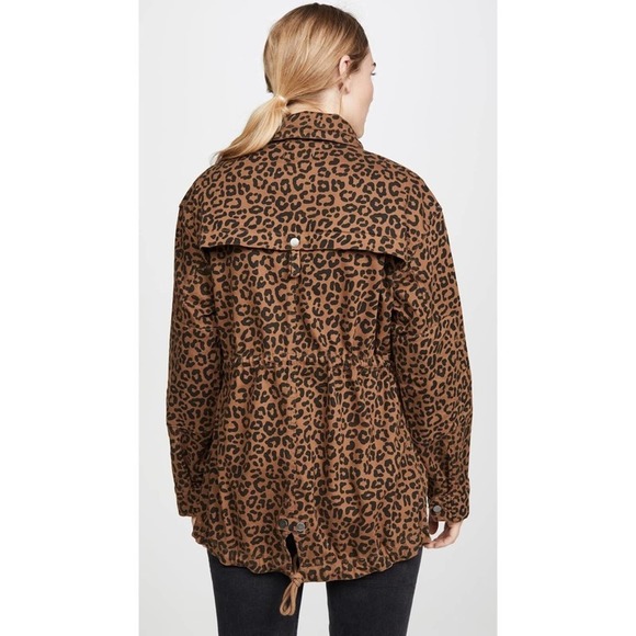 NWT DL1961 Howard Street Leopard Jaguar Utility Jacket Coat Tan Brown Animal - Picture 5 of 14